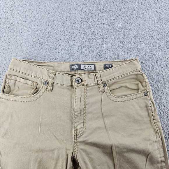 BKE Buckle Pants Mens 32 (33x29) Short Khaki Tyler Straight Chino Stretch - Picture 2 of 15